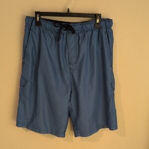 Men's Blue Drawstring Swim Trunks